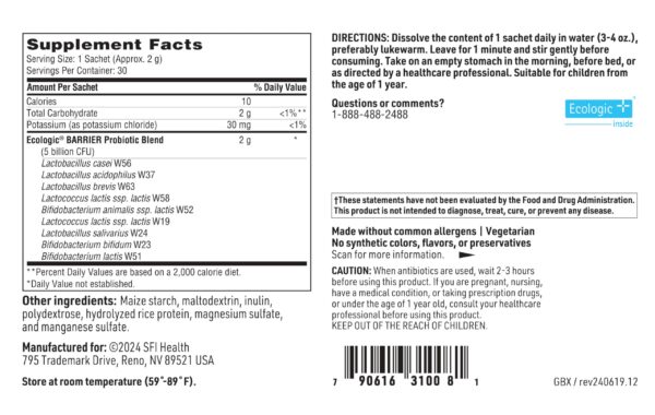 Probiótico Klaire Labs fórmula clínicamente demostrada bienestar