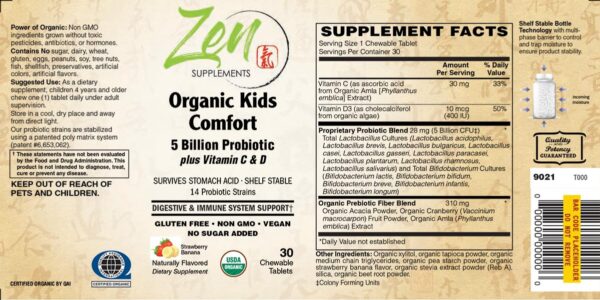 Probiótico Zen Kids con prebióticos y vitamina D3