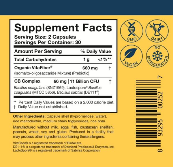Probióticos CoreBiotic sin necesidad de refrigeración envase 60 cápsulas