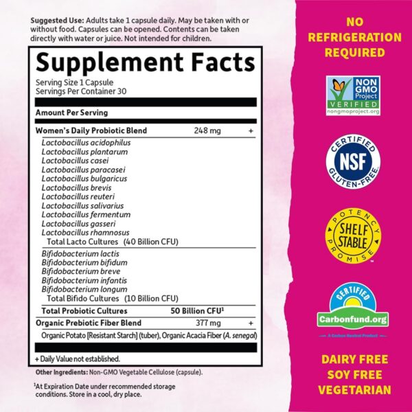 Cápsulas probióticas formuladas por Dr. para salud femenina