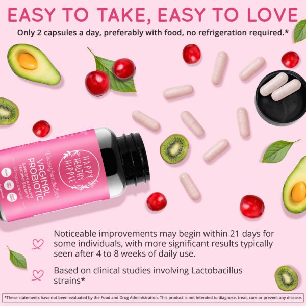 Detallado envase suplemento probióticos para mujer Happy Healthy