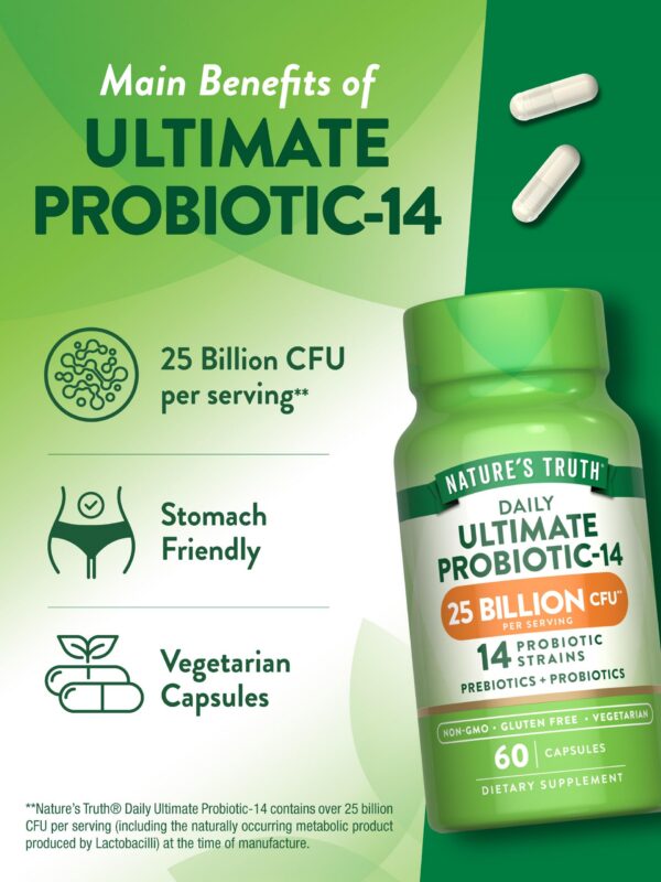 Probióticos Nature's Truth 14 cepas para salud digestiva