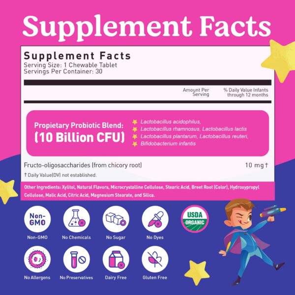 Probióticos para niños LOVEBUG fórmula suave multicepa 30 ct