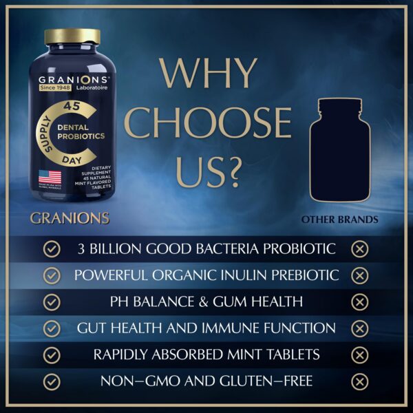 Probióticos en tabletas masticables para dientes y encías saludables