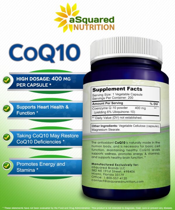 Version 1.0.0 Producto aSquared Nutrition CoQ10 cápsulas antioxidantes y energía 400mg