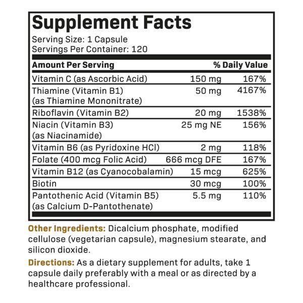 Producto Futurebiotics vitamina b complejo sin gluten ni soya