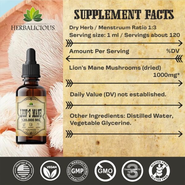 Producto Herbalicious extracto Melena de León enfoque mental