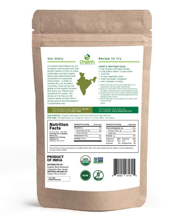 Producto de India—moringa orgánica