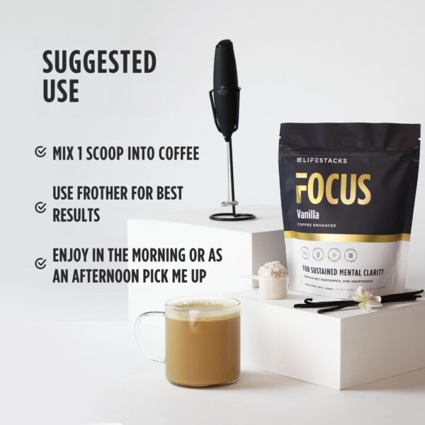 Producto LIFESTACKS Focus con sabor a vainilla sin azúcar