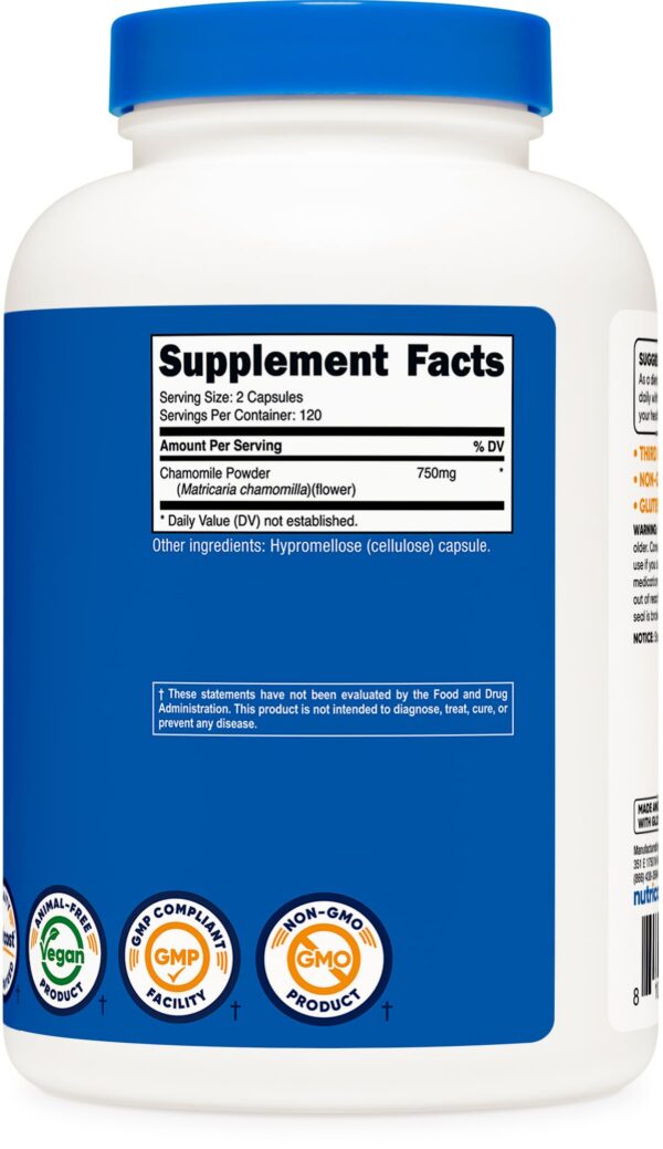 fotografía producto manzanilla Nutricost 750 mg 120 porciones