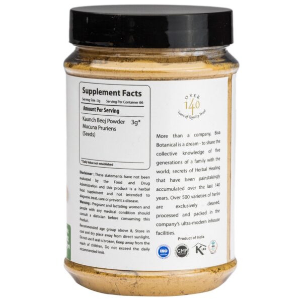 Producto natural Mucuna Pruriens tratado al vapor calidad