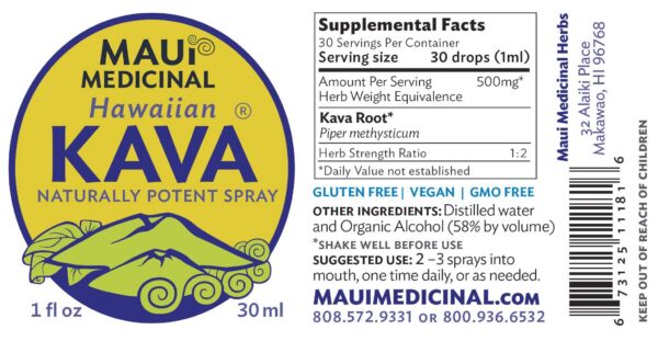 Producto natural spray raíz de kava 1oz