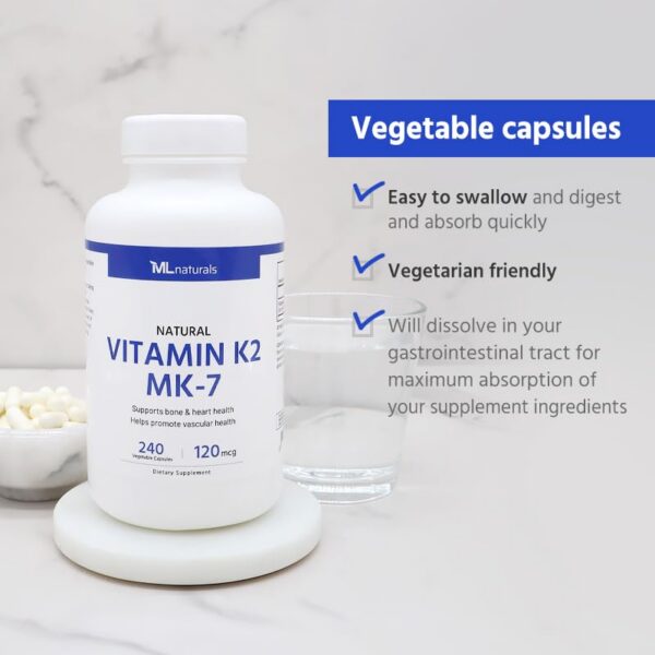 Version 1.0.0 Producto natural vitamina K2 MK-7 MK7 120 mcg ML Naturals calidad premium