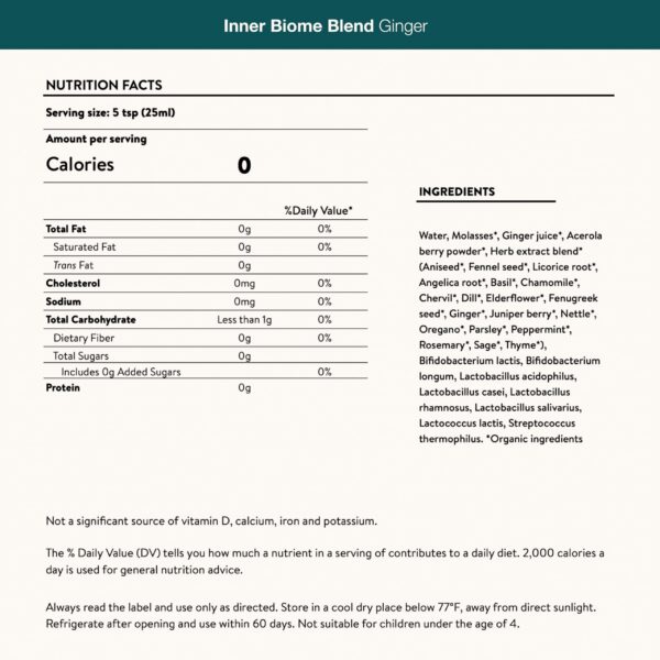 Version 1.0.0 Producto Nuzest Inner Biome vegano prebiótico probiótico líquido