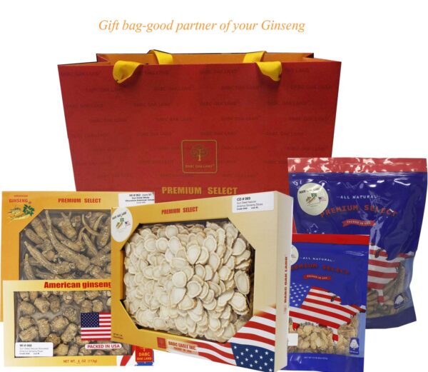 Presentación caja raíz ginseng americano cultivado Wisconsin