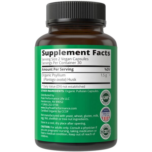 Psyllium Husk orgánico suplemento digestivo 60 tabletas