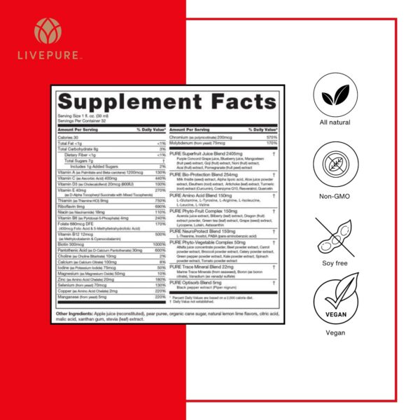 Frasco de PURE Daily Build en ángulo