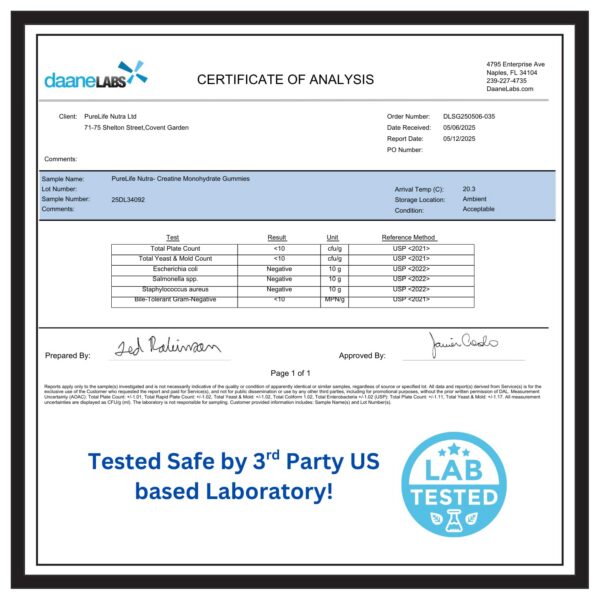 Uso recomendado gomitas creatina PureLife Nutra