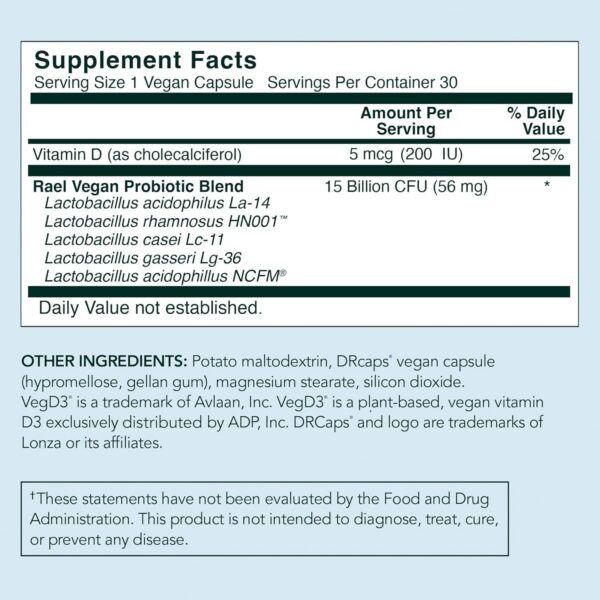 Rael frasco probioticos etiqueta