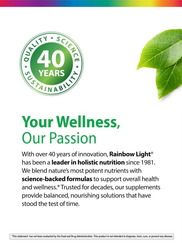 Etiqueta trasera Rainbow Light Kids One+ Multivitamin