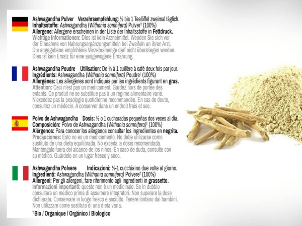 Version 1.0.0 Raíz de Ashwagandha polvo puro natural de India