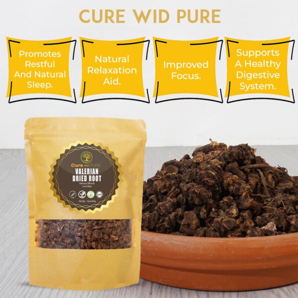 Raíz de valeriana seca en envase reutilizable ecológico