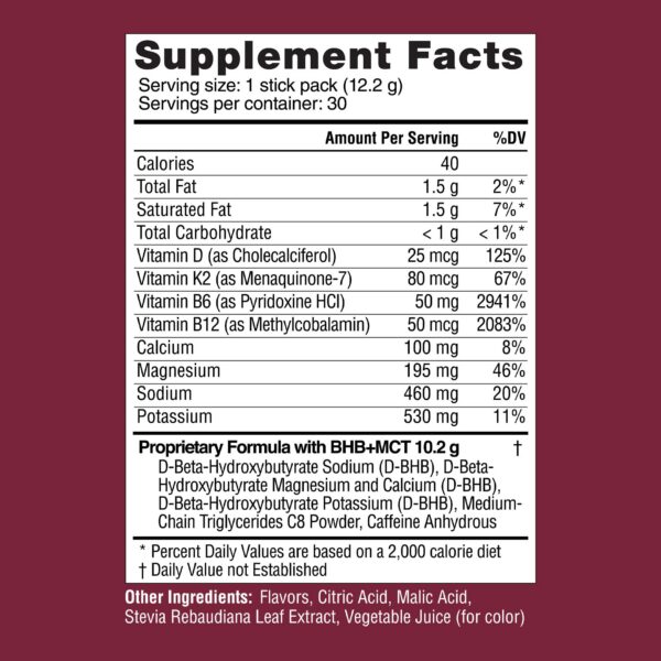 Version 1.0.0 Caja de Real Ketones con información del producto