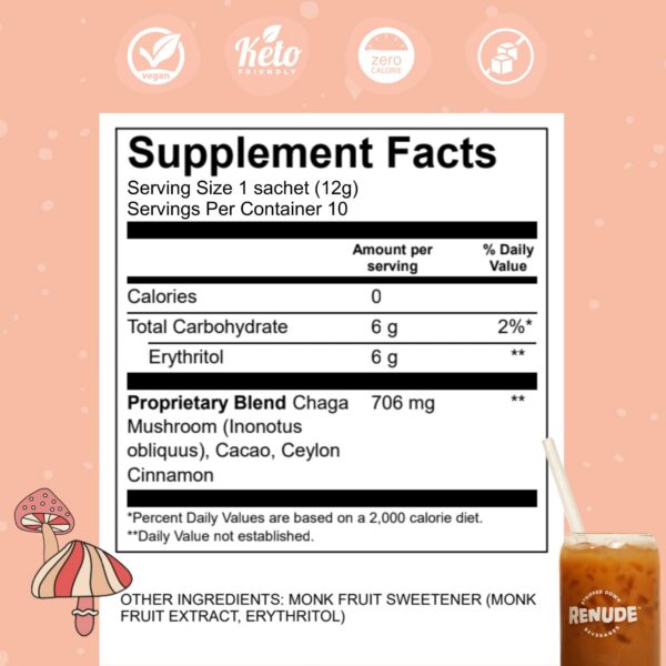 Polvo de hongo chaga Renude Chagaccino en cucharada