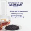 Frasco Research Verified Black Seed Oil con información