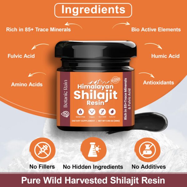 Resina negra pura shilajit Himalaya Botanic Rain textura