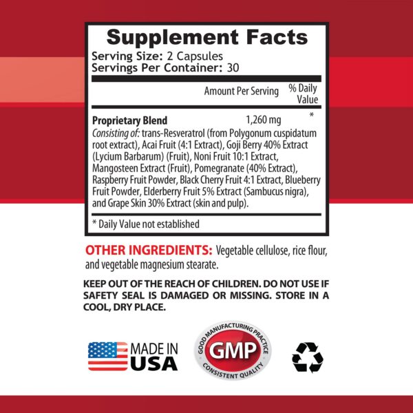 Goji, Acai y Noni en la etiqueta