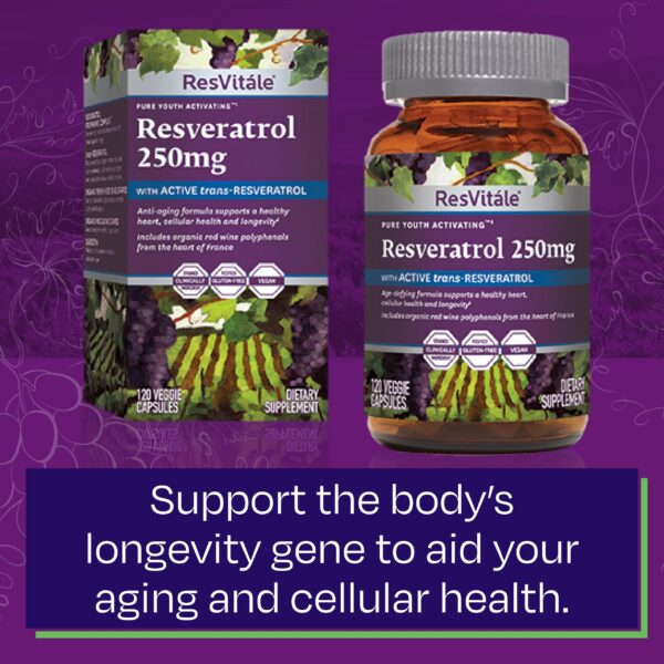 Conjunto del frasco y cápsulas ResVitale Resveratrol