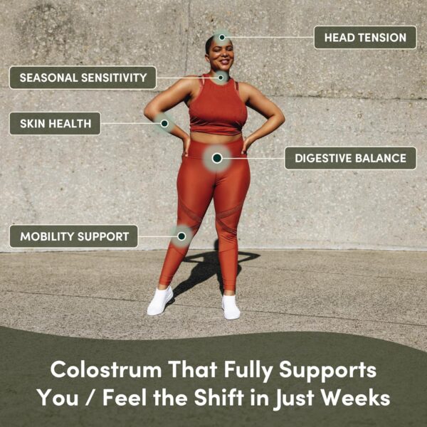 Frasco de colostro en caja sobre fondo blanco