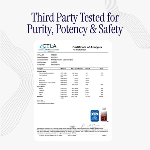 Frasco de 60 cápsulas de berberina liposomal