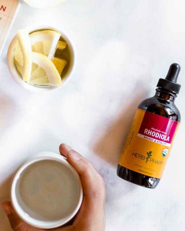 Frasco de Rhodiola con tapa