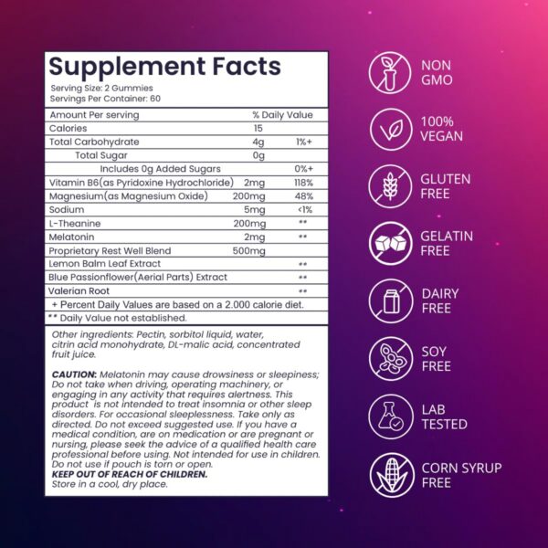 Riev melatonina gomitas paquete viaje fácil descanso natural