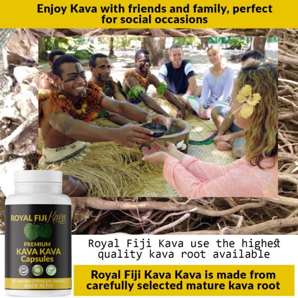 Royal Fiji Kava suplemento cápsulas para relajación y ánimo