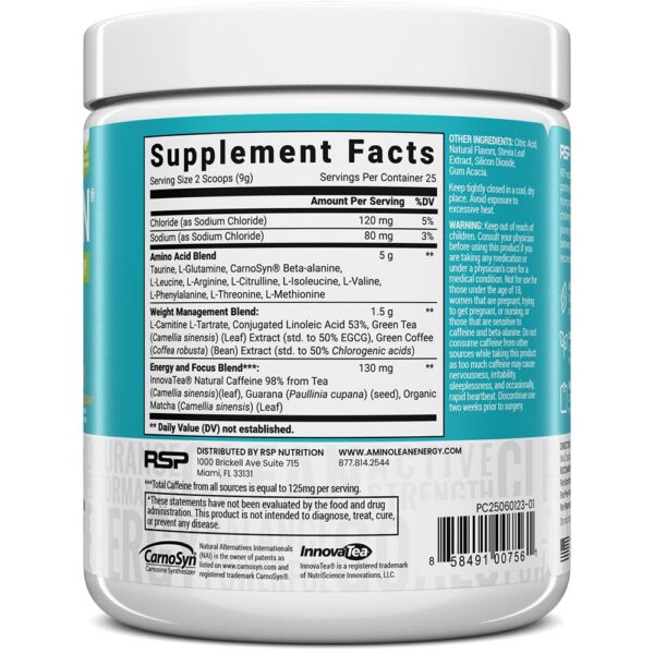 Detalles de nutrición de aminoLean