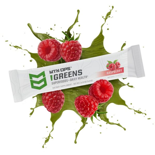 Sabor frambuesa del polvo MTN OPS Super Greens