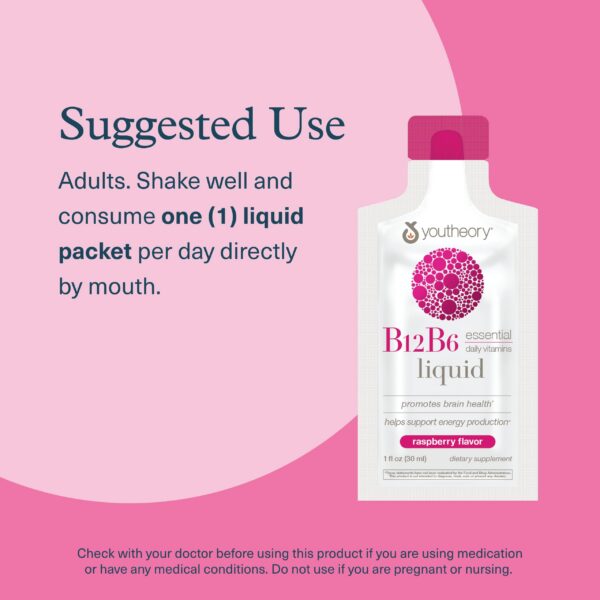Sabor frambuesa suplemento Youtheory líquido vitaminas B
