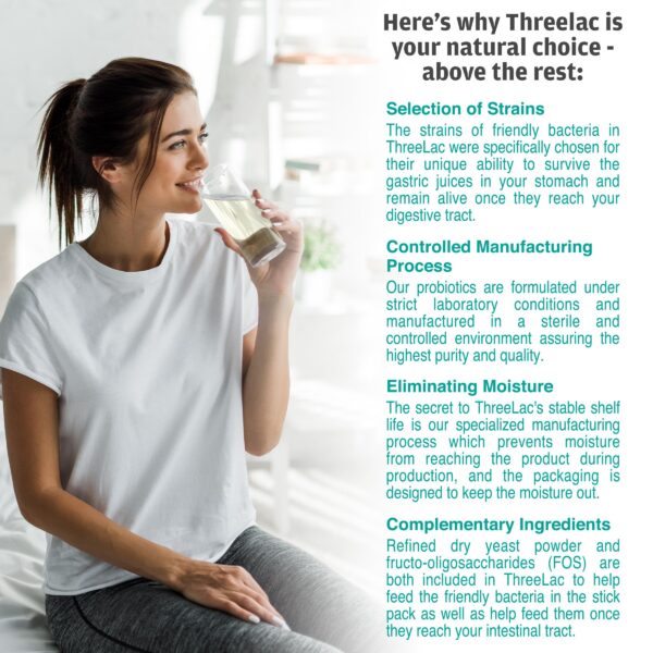 ThreeLac suplemento probiótico sabor agradable limón