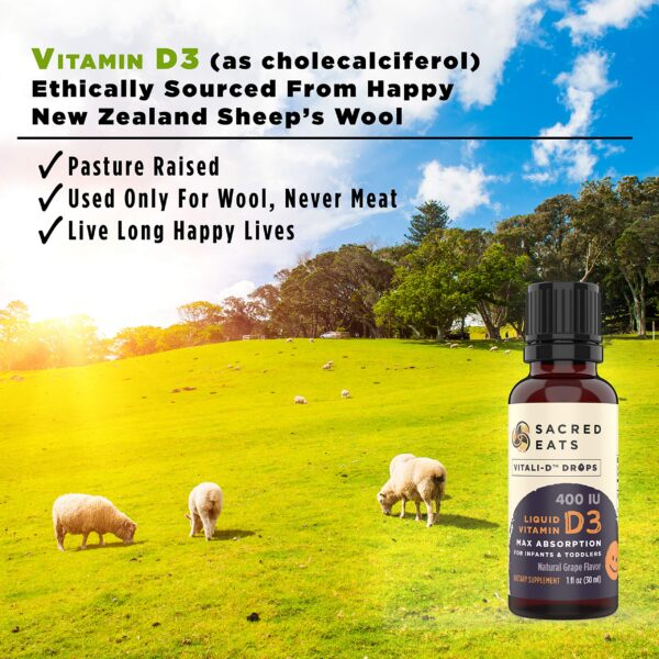 Sacred Eats vitamina d gotas naturales para bebés botella