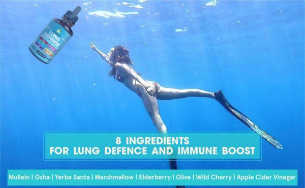 Salud pulmonar con Undelio lung defense suplemento herbal líquido