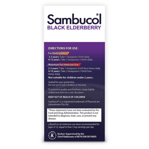 Sambucol jarabe con saúco negro rico en antioxidantes para niños