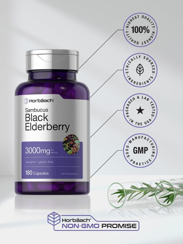 Sambucus negro, suplemento sin gluten ni GMO Horbäach
