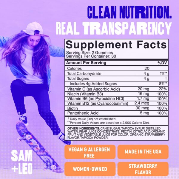 Etiqueta de marca SAM+LEO Energy Gummies