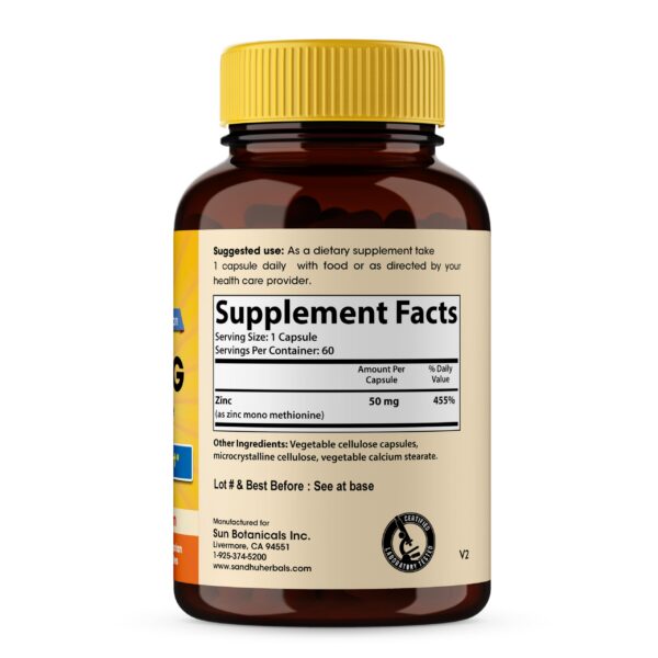 Instrucciones de dosificación zinc