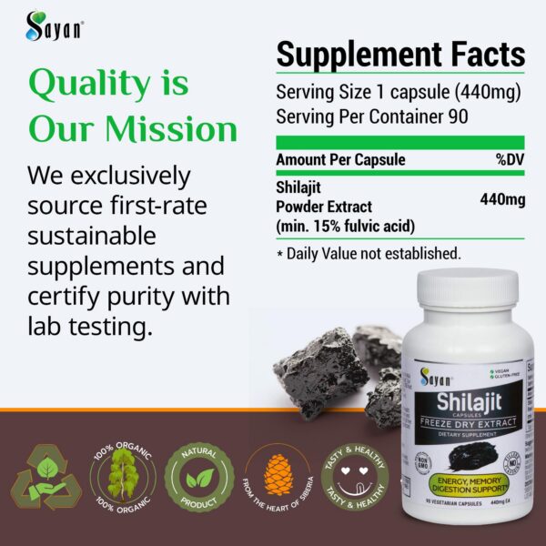 Boca de cápsulas Shilajit Sayan