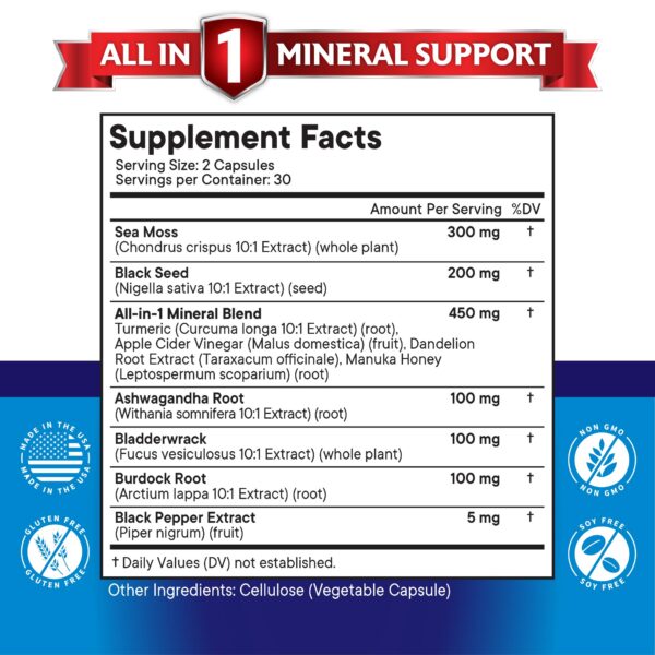 Sea Moss cápsulas saludables para hombres y mujeres