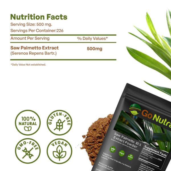 Sello certificación natural en suplemento Saw Palmetto